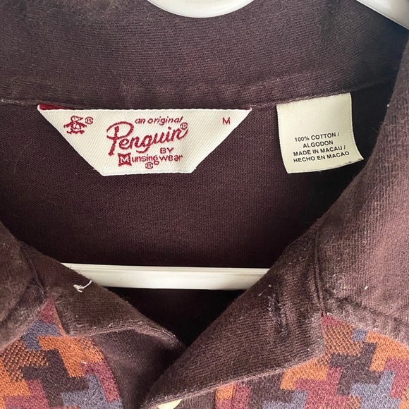 Men's Brown Original Penguin MCM Retro Patterned Polo Shirt - Medium - Picture 11 of 12